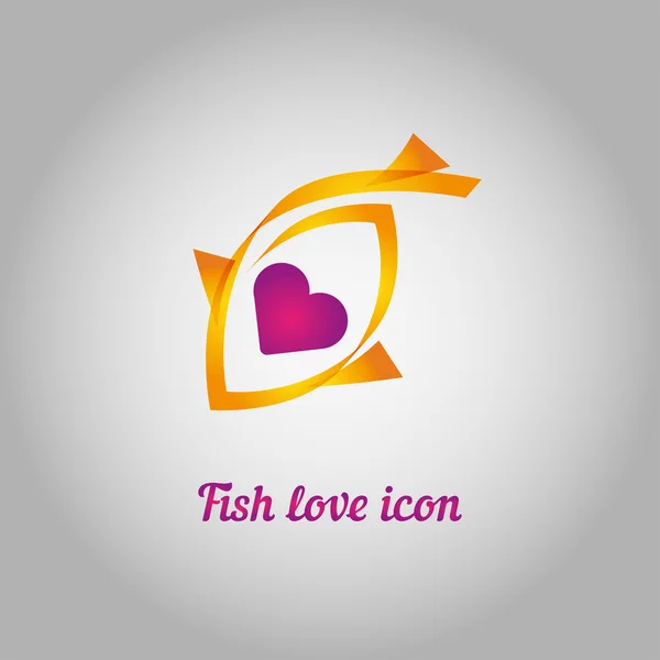 Poisson doré avec coeur rose à l'intérieur — Image vectorielle