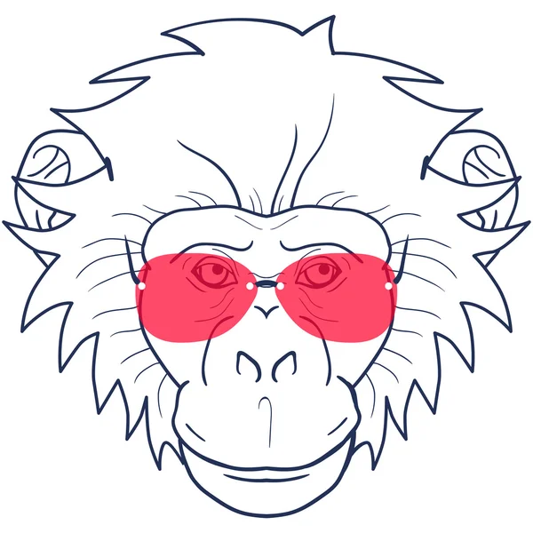 Drôle de singe dessin animé avec des lunettes — Image vectorielle