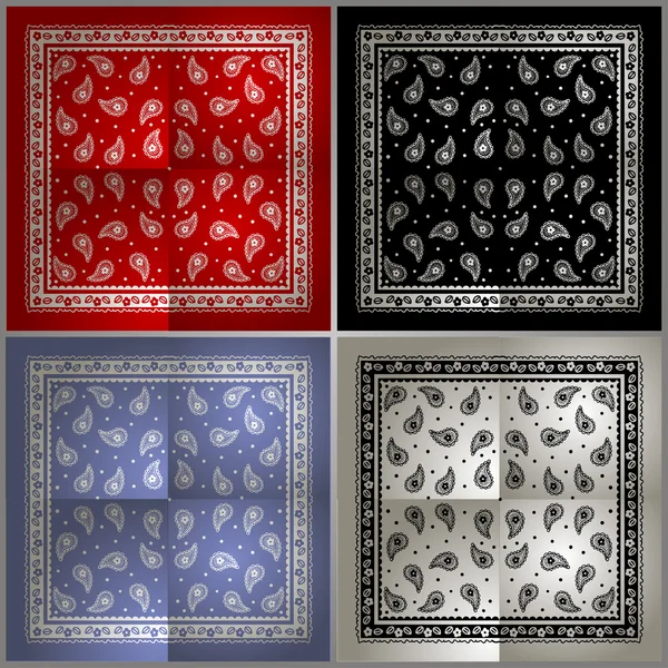 Set van Paisley Bandana eenvoudig patroon — Stockvector