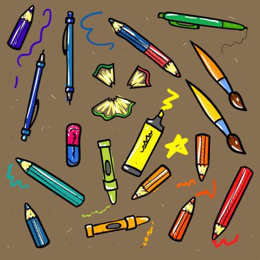 sketch of education doddle elements on notebook.