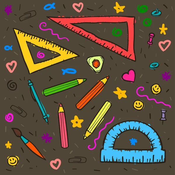 Seamless sketch of education doddle elements on notebook. — Stockový vektor