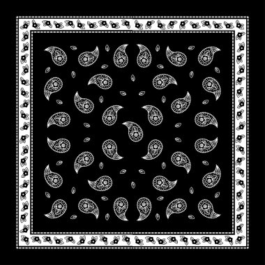 Siyah Paisley Bandana basit desen
