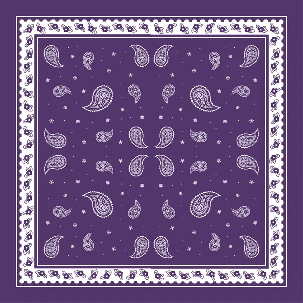 紫ペイズリー バンダナ単純なパターン — ストックベクタ