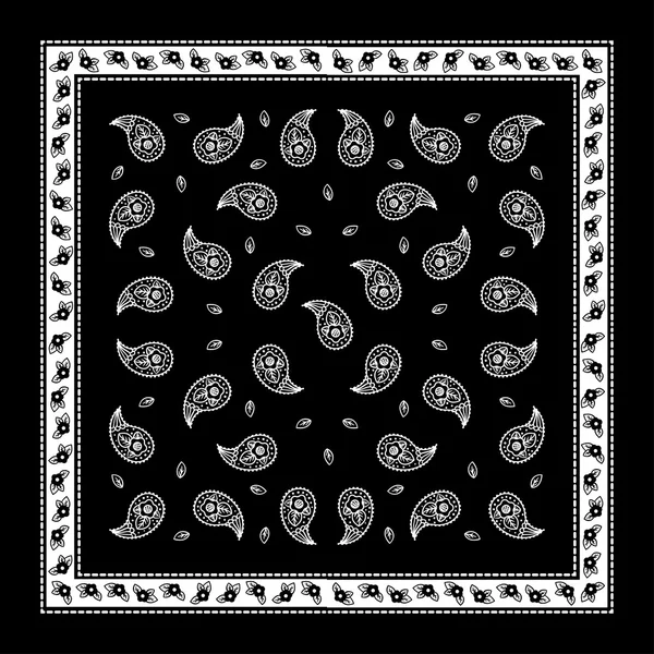 Black Paisley Bandana simple pattern — Stock Vector