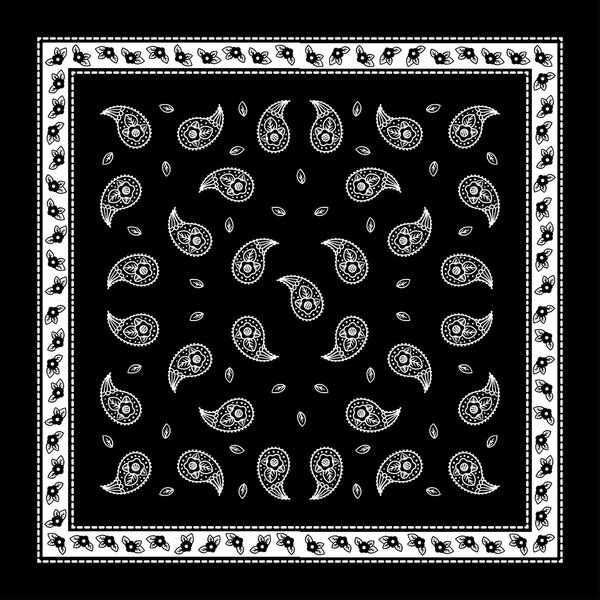 Black Paisley Bandana simple pattern