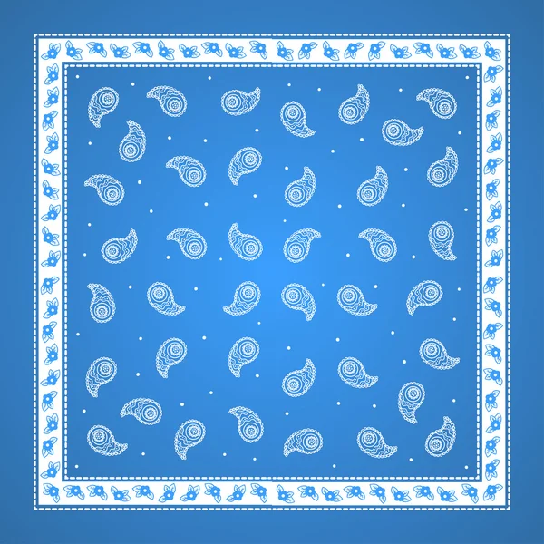 ブルーのペイズリー バンダナ単純なパターン — ストックベクタ