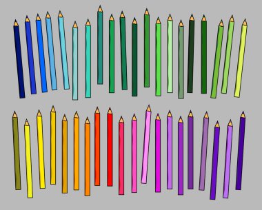 Set of colored pencils isolated clipart