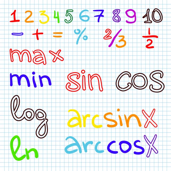 Matematik problemleri kare grafik kağıt üzerinde — Stok Vektör