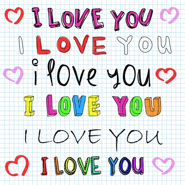 Doodle I love You written by hand — Stock Vector