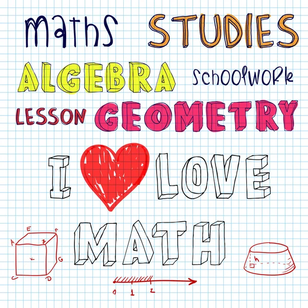 Doodle math algebra geometry written by hand — Stock Vector