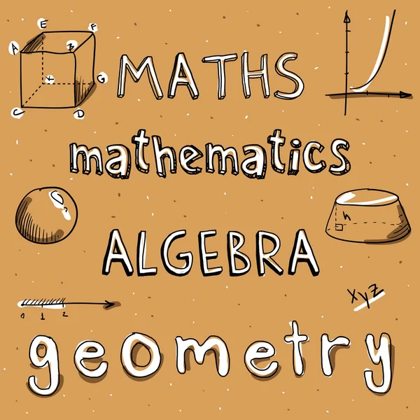 Dodle word math algebra, mathematics, geometry — Stock Vector