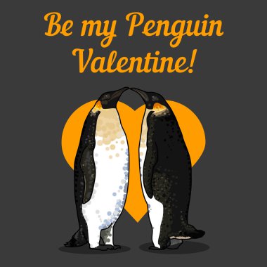 Sevgililer günü kartı penguenlerle çizimi