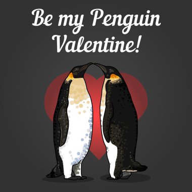 Sevgililer günü kartı penguenlerle çizimi