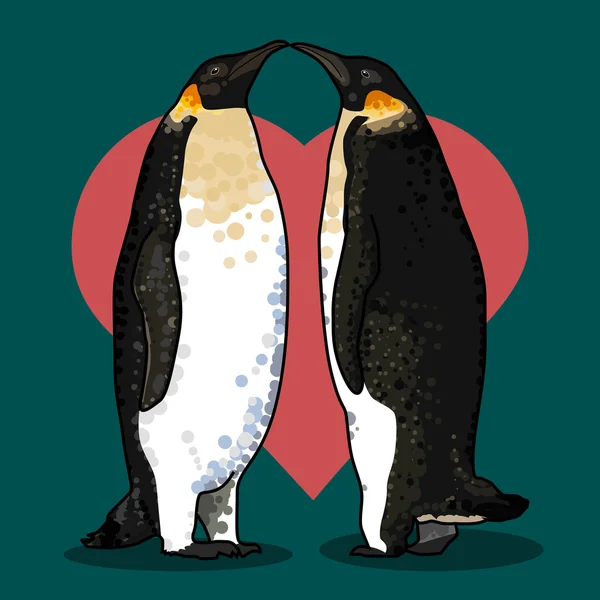 Illustratie van Valentijnsdag kaart met pinguins — Stockvector