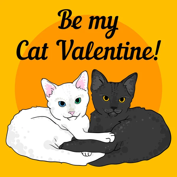 Dos gatos amor colorido tarjeta de San Valentín — Vector de stock