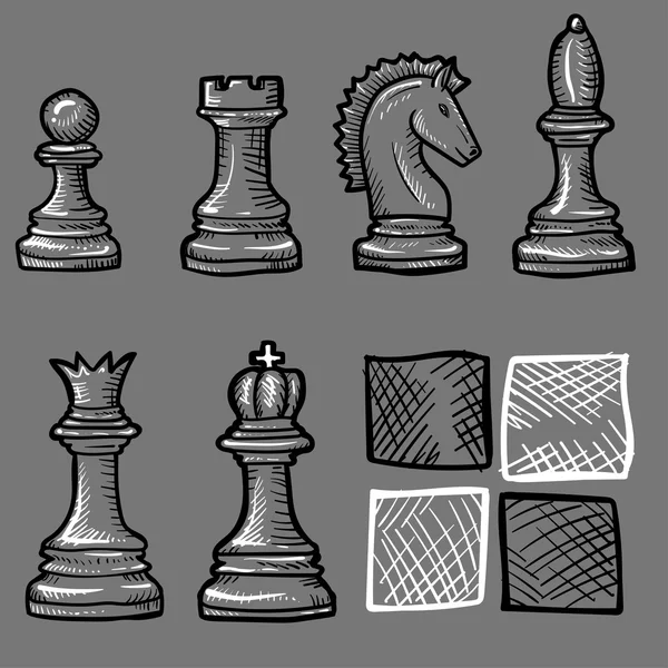 Peças de xadrez em um fundo cinza — Vetor de Stock