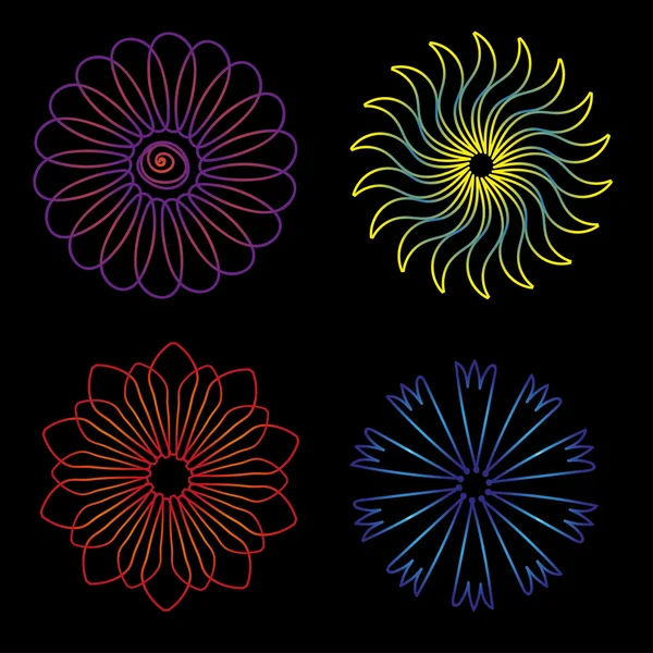 Reeks van kleurrijke bloemen. Mandala — Stockvector