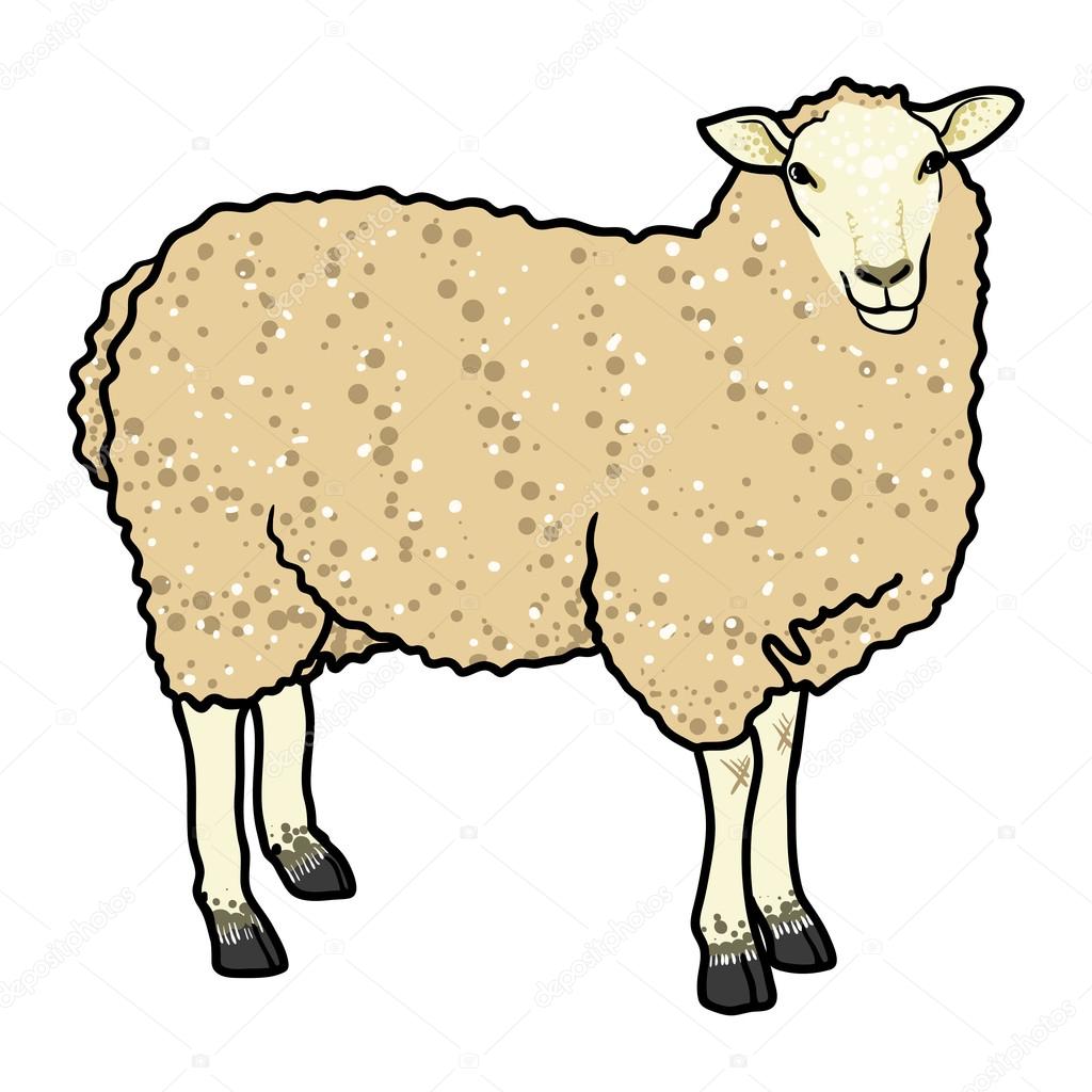 beige cartoon sheep isolated