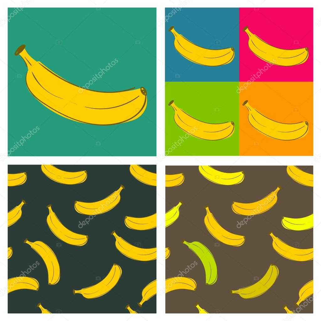 Four different illustrations of bananas