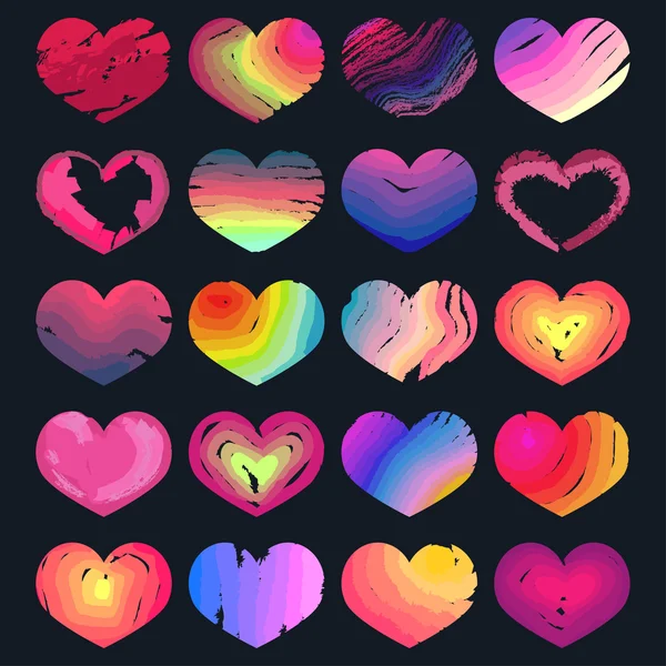 Conjunto de corazones multicolores — Archivo Imágenes Vectoriales