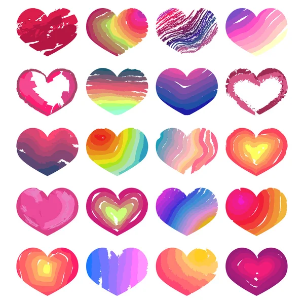 Conjunto de corazones multicolores — Archivo Imágenes Vectoriales