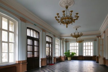 Gomel bölgesi, Zhlobin bölgesi, köy kırmızı banka, Beyaz Rusya - 16 Mart 2016: Gatovsky manor 19. yüzyıl Sarayı mimari bir anıt ve bir Gomel arazi konumlar.