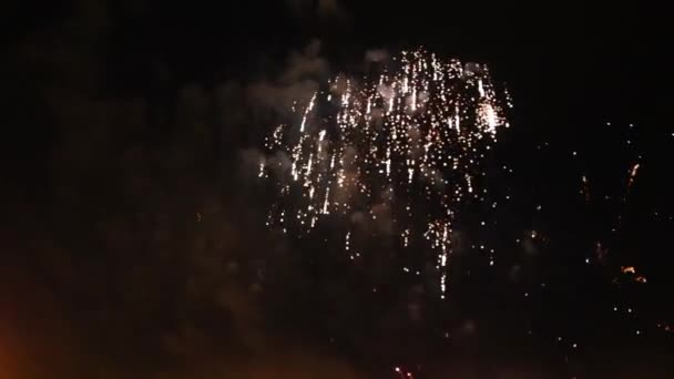 Πολύχρωμα πυροτεχνήματα το βράδυ διακοπές Hd 1080p — Αρχείο Βίντεο