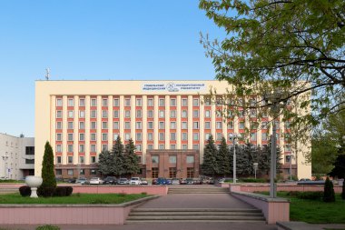 Gomel, Belarus - 4 Mayıs 2016: Gomel devlet Tıp Üniversitesi, Beyaz Rusya