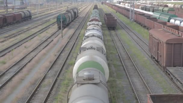 Gomel, Bielorrússia - 14 de junho de 2016: Vista aérea do pátio de marshalling, Gomel, Bielorrússia . — Vídeo de Stock