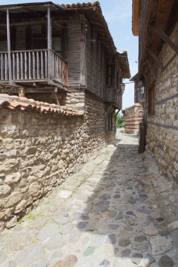 Nessebar, Bulgaristan, Haziran 18, 2016: mimari çözümler Nessebar eski kasaba binalar. yerleşim.