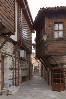 Nessebar, Bulgaristan, Haziran 20, 2016: mimari çözümler Nessebar eski kasaba binalar. yerleşim.