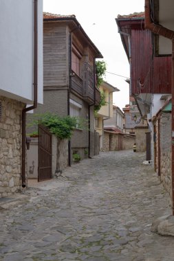 Nessebar, Bulgaristan, Haziran 20, 2016: mimari çözümler Nessebar eski kasaba binalar. yerleşim.
