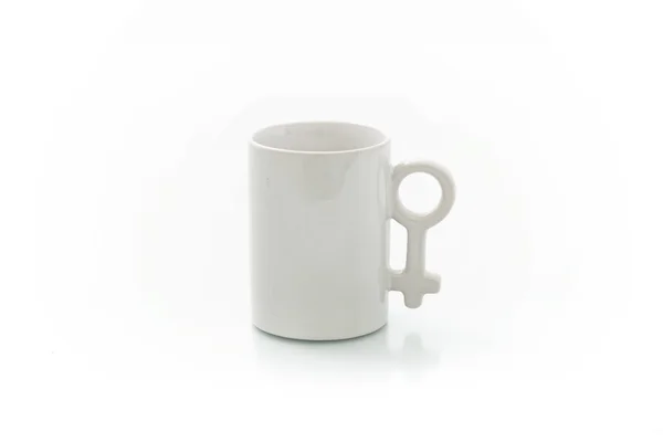 Csészék, szublimációs nyomtatáshoz a különböző formák és színek fehér alapon — Stock Fotó