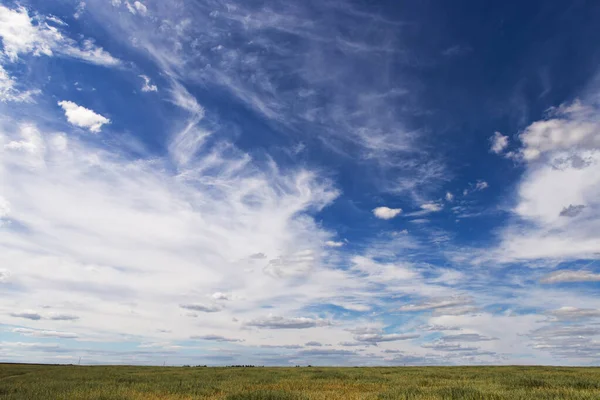 Céu Azul Com Nuvens Variegadas Sobre Campo 2020 — Fotografia de Stock