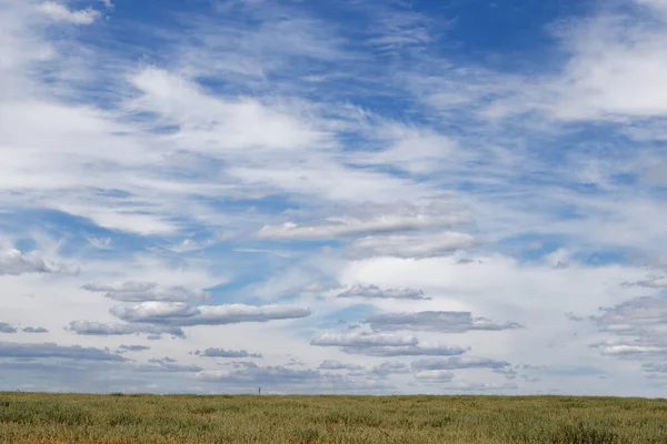 Céu Azul Com Nuvens Variegadas Sobre Campo 2020 — Fotografia de Stock