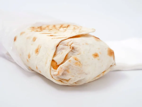 Shawarma Comida Rápida Grande Sobre Fondo Blanco 2020 — Foto de Stock
