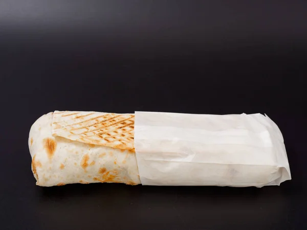 Shawarma Comida Rápida Grande Sobre Fondo Negro 2020 —  Fotos de Stock
