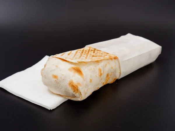 Shawarma Comida Rápida Grande Sobre Fondo Negro 2020 — Foto de Stock