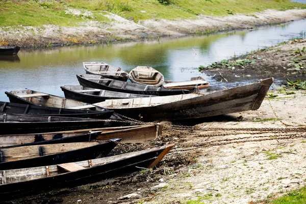 Holzboote Der Dorffischer Der Bucht Des Sees 2020 — Stockfoto