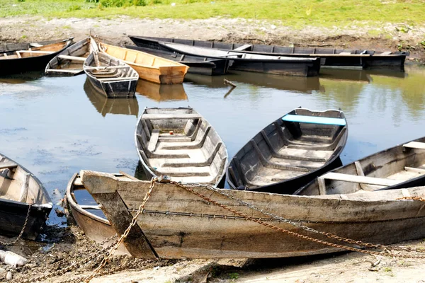 Holzboote Der Dorffischer Der Bucht Des Sees 2020 — Stockfoto