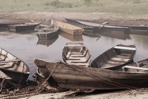 Holzboote Der Dorffischer Der Bucht Des Sees 2020 — Stockfoto