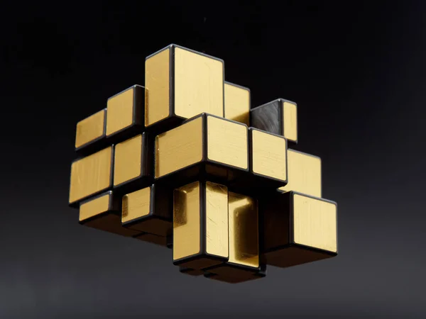 3d cubes of different sizes in a pyramid on a dark background 2020