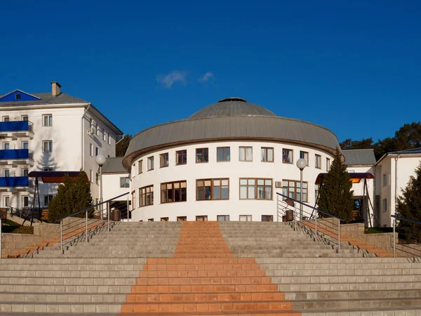 Naroch Bélaro Diciembre 2020 Hermoso Edificio Del Sanatorio Naroch Orilla — Foto de Stock