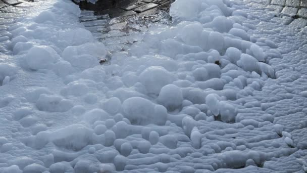 L'eau coule du printemps en hiver et gèle — Video