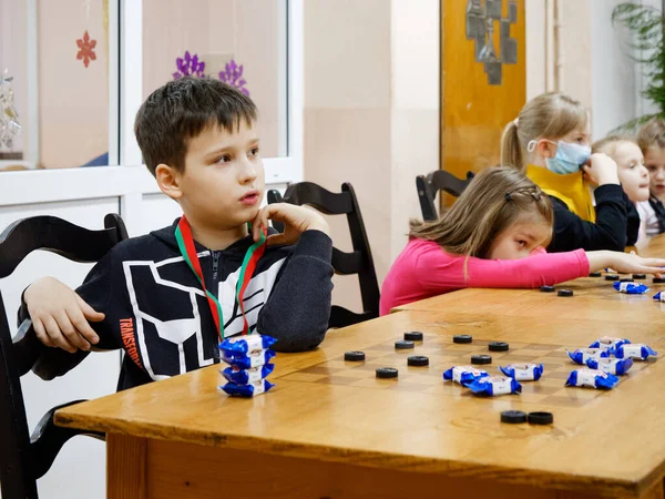 Gomel Belarus Dezember 2020 Festliches Neujahrsturnier Für Kinder Simultanspiel Mit — Stockfoto