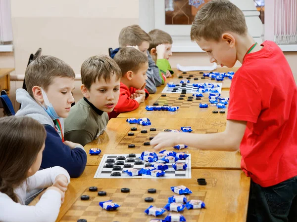 Gomel Belarus Dezember 2020 Festliches Neujahrsturnier Für Kinder Simultanspiel Mit — Stockfoto