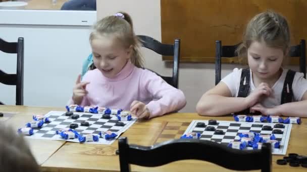 Gomel Belarus December 2020 Festive New Year Checkers Tournament Children — Stock videók