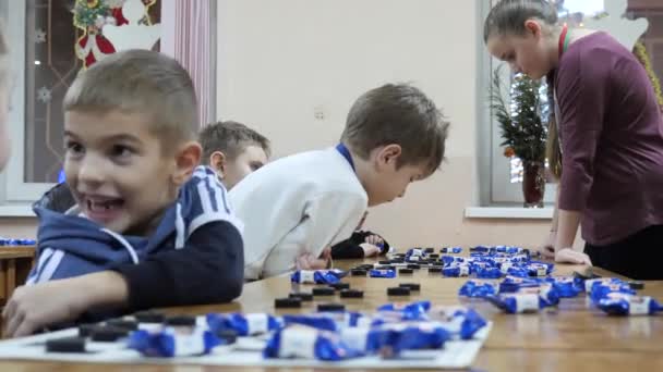 Gomel Belarus December 2020 Festive New Year Checkers Tournament Children — Stok video