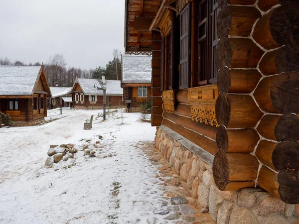 Antico Entroterra Bielorusso Elementi Villaggio Etnico Capanne Legno 2020 — Foto Stock