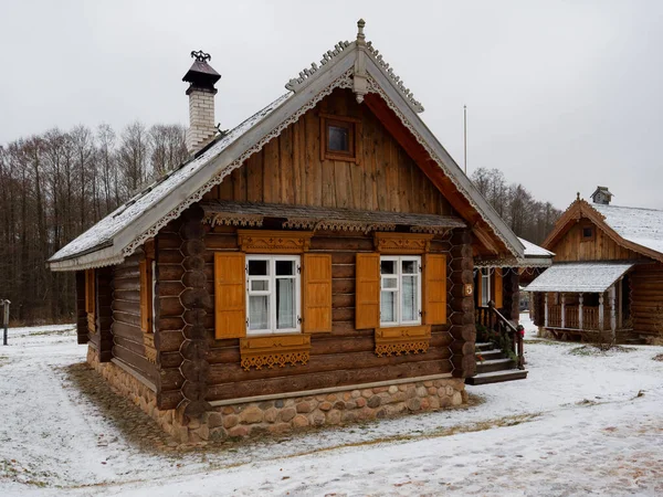 Belarús Hinterland Antiguos Elementos Aldea Étnica Cabañas Madera 2020 — Foto de Stock
